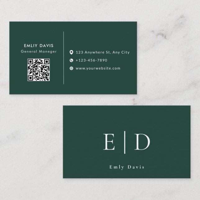 Cartão De Visita Modern Elegant Minimalist QR Code Business Card (Frente/Verso)