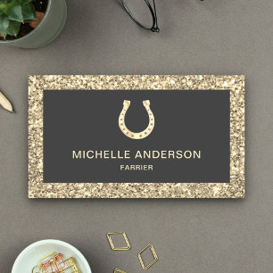 Cartão De Visita Modern Faux Cream Glitter Horsferes Farrier