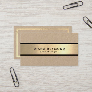 Cartão De Visita Modern Faux Dourado Stripe Premium Kraft