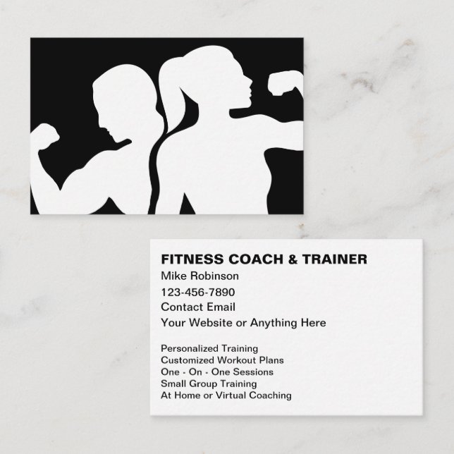 Cartão De Visita Modern Fitness Coach And Trainer (Frente/Verso)