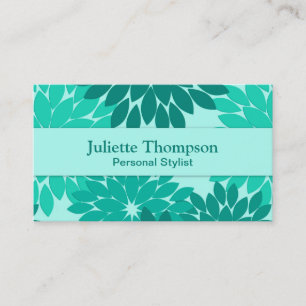 Cartão De Visita Modern Floral Kimono Impressão, Turquoise, Teal &