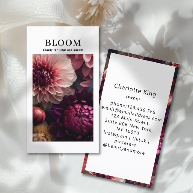 Cartão De Visita Modern Flower Salon (Modern Flower QR Code Business Card)