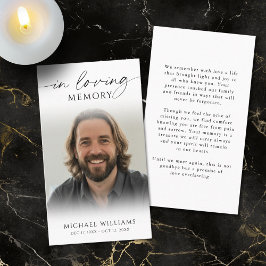 Cartão De Visita Modern Funeral In Loving Memory Photo Prayer Card