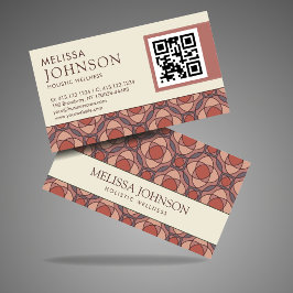Cartão De Visita Modern Geometric Cinnamon Marsala Business Card QR
