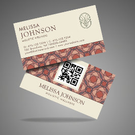 Cartão De Visita Modern Geometric Cinnamon Marsala Business Card QR