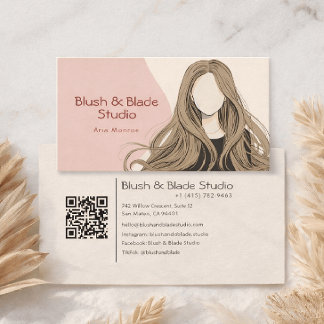 Cartão De Visita Modern Girl Hair Illustration Hairstylist Salon