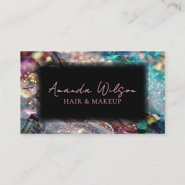 Cartão De Visita Modern Glitter and Marble Abstract  Business Card (Frente)
