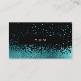 Cartão De Visita Modern Glitter Drop Aqua-Blau Schwarz