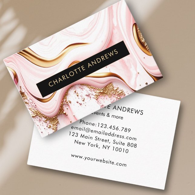 Cartão De Visita Modern Glitter Gold Marble Salon (Modern Glitter Gold Marble Salon Business Card)