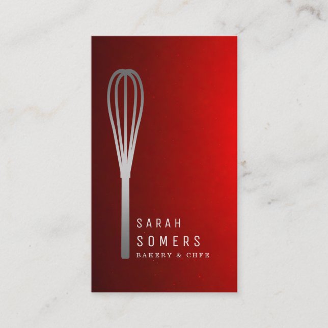 Cartão De Visita Modern Gold Glitter Whisk Bakery (Frente)