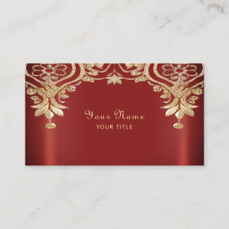Cartão De Visita Modern Gold Red Floral Business Card