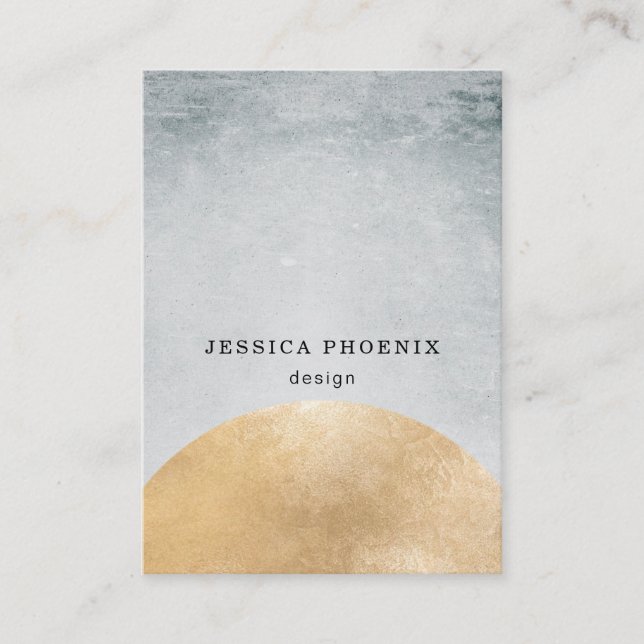 Cartão De Visita Modern Goldener Kreis Aquarell Grau Schwarz (Frente)