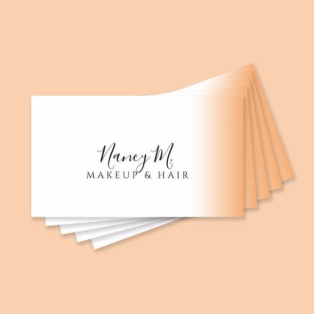 Cartão De Visita Modern gradient orange white makeup & hair (Criador carregado)
