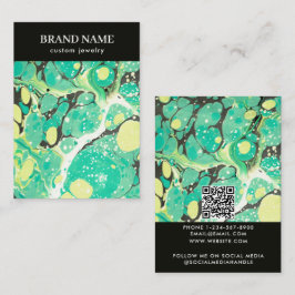 Cartão De Visita Modern Green Yellow Marble Jewelry Display Card