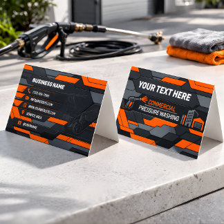 Cartão De Visita Modern Grey Geometric Power Wash Logo Design