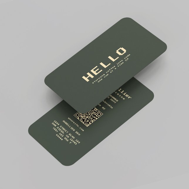 Cartão De Visita Modern Hello Developer Programmer Dark Green Doura (Modern Hello Developer Programmer Dark Green Gold Business Card
)