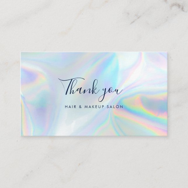 Cartão De Visita Modern Holographic Script Business Thank You (Frente)