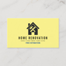 Cartão De Visita Modern Home Renovation Repair Handyman Yellow