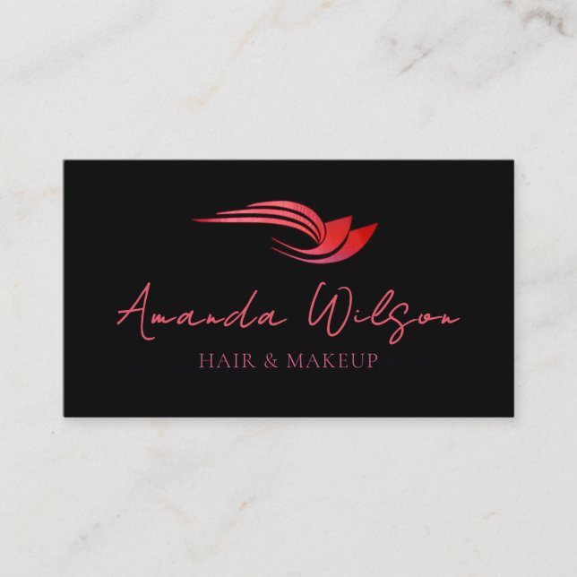 Cartão De Visita Modern Hot Pink Metallic Abstract  (Frente)