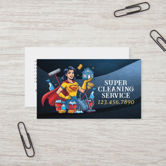 Cartão De Visita Modern House Cleaning Maid Service Housekeeping (Frente/Verso In Situ)