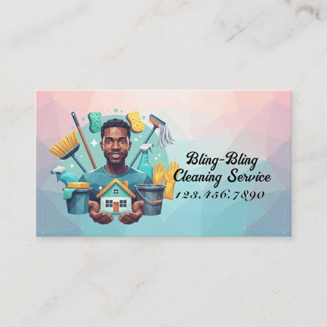 Cartão De Visita Modern House Cleaning Maid Service Housekeeping (Frente)