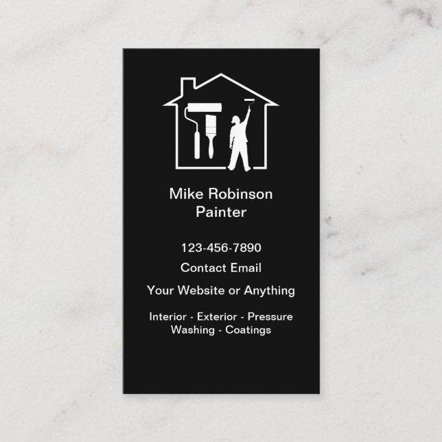 Cartão De Visita Modern House Painter Business Cards Design (Frente)