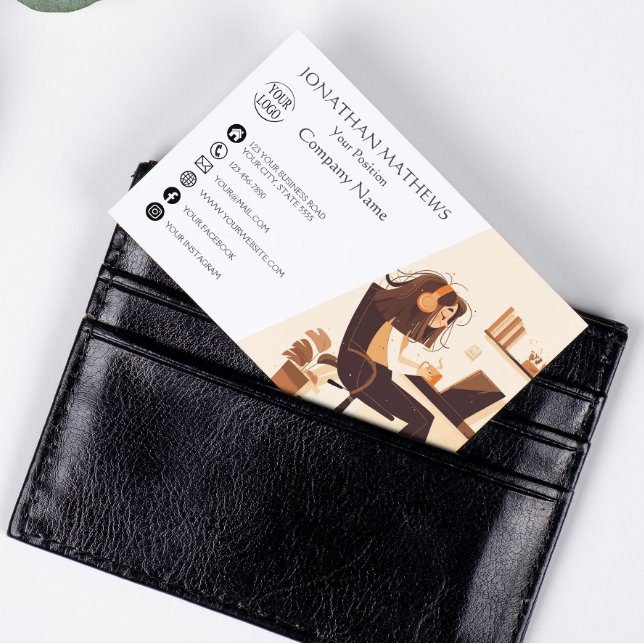 Cartão De Visita Modern I Girl Working (Criador carregado)