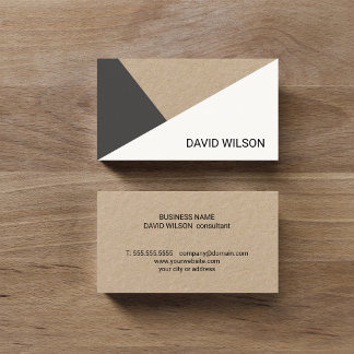 Cartão De Visita Modern Kraft Paper Grey White Geometric Consultant