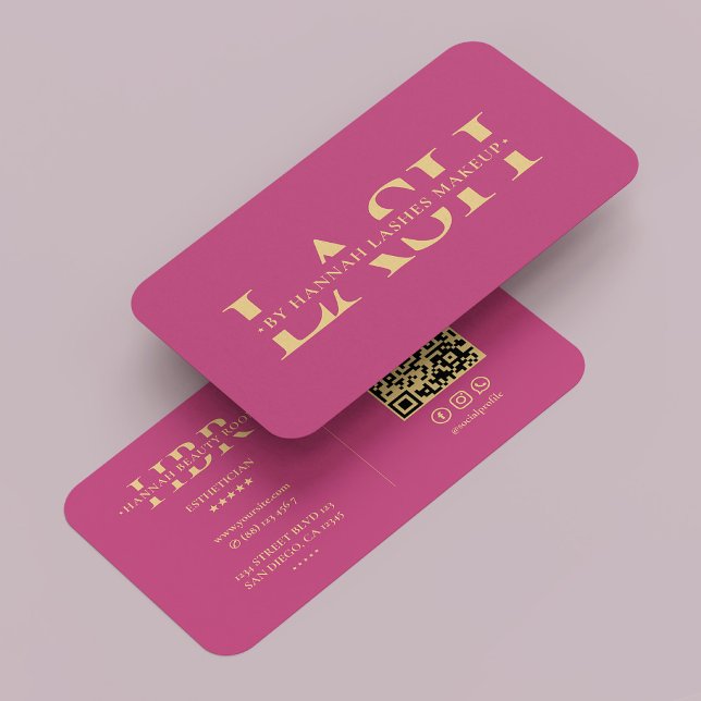 Cartão De Visita Modern Lashes Makeup Artista Beauticista Rosa (Modern Lashes Makeup Artist Beautician Pink Business Card
)
