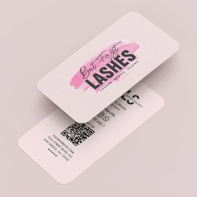 Cartão De Visita Modern Lashes Makeup Artista Monograma Rosa (Modern Lashes Makeup Artist Monogram Pink Business Card
)