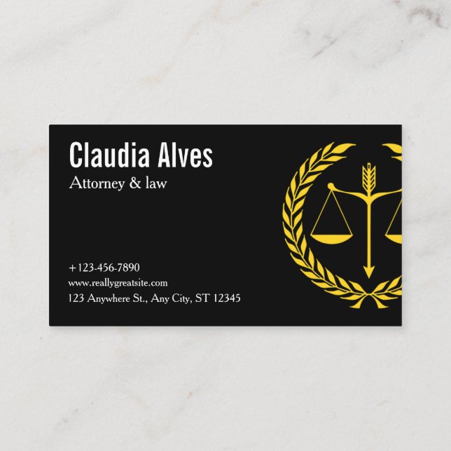 Cartão De Visita Modern Law & Justice Business Card | Attorney (Verso)