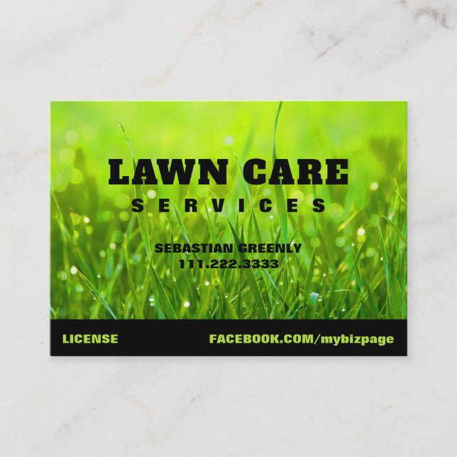 Cartão De Visita *~* Modern Lawn Care Landscapping Green Grass (Frente)