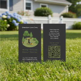Cartão De Visita Modern Lawn Mowing Service Business Card with QR 