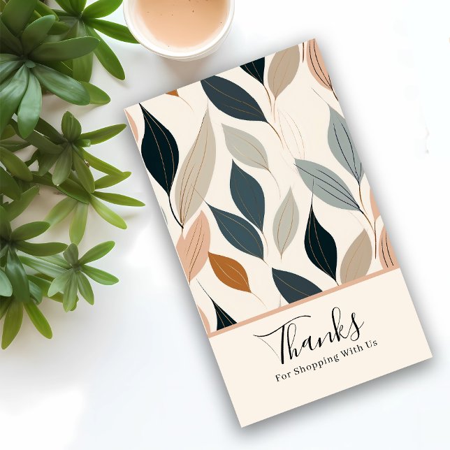 Cartão De Visita Modern Leaves Business Thank You Enclosure Card (Criador carregado)