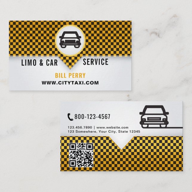 Cartão De Visita Modern Limo & Car Service Logo Design (Frente/Verso)