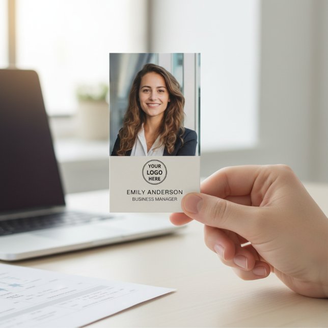 Cartão De Visita Modern Logo Photo QR Social Media Professional (Modern Logo Photo QR Social Media Professional Business Card)