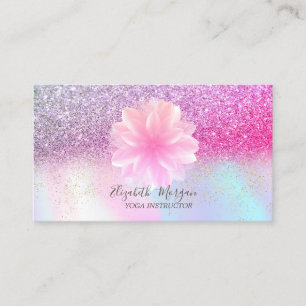 Cartão De Visita Modern Lotus Glitter Confetti Holographic