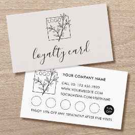 Cartão De Visita Modern Loyalty Card Logo 5 Slots Off-White
