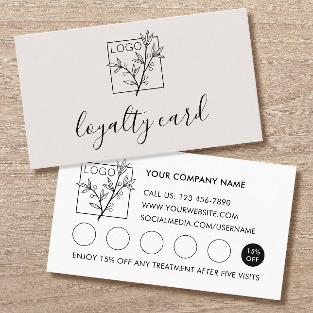 Cartão De Visita Modern Loyalty Card Logo 5 Slots Off-White (Criador carregado)