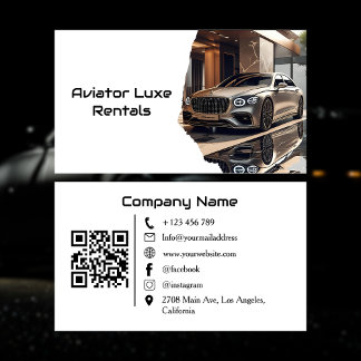 Cartão De Visita Modern Luxury Car Rental & Sales QR Code Photo