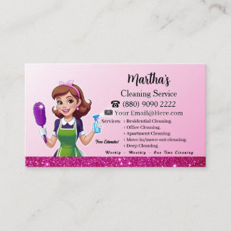 Cartão De Visita Modern Maid House Cleaning housekeeping Service