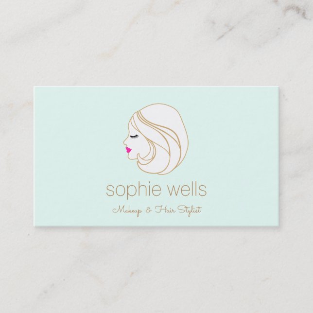 Cartão De Visita Modern Makeup and Hair EyeLash & Lábios BeauGirl (Frente)