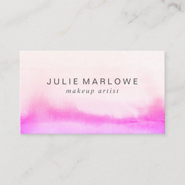 Cartão De Visita Modern Makeup Artist Abstrato Watercolor Magenta (Frente)