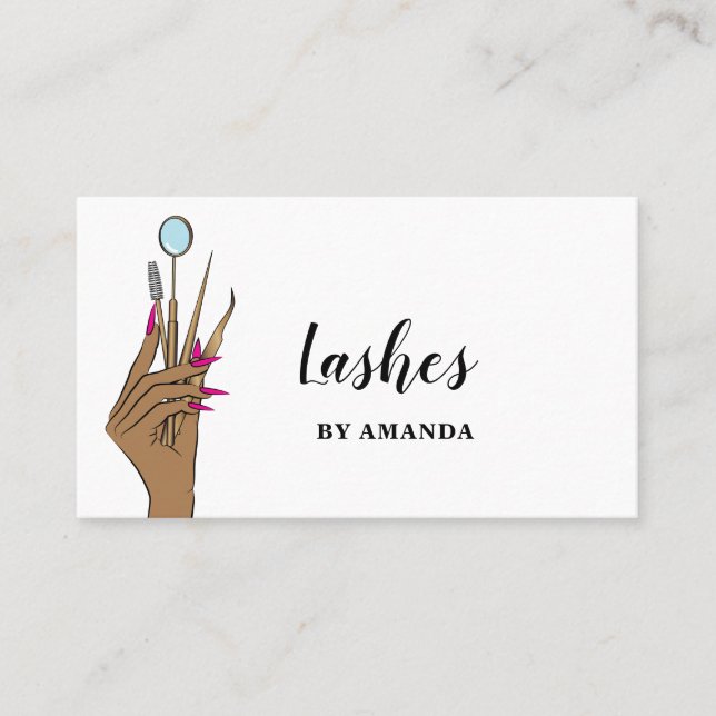 Cartão De Visita Modern Makeup Eyebrow Eyes Lashes Girly (Frente)