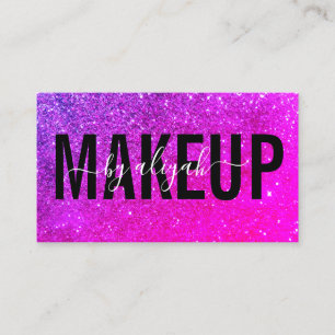 Cartão De Visita Modern Makeup Salon Typografia Purple Glitter
