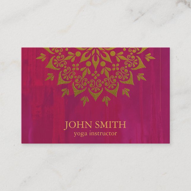 Cartão De Visita Modern Mandala Yoga Instrutor Business Ca (Frente)