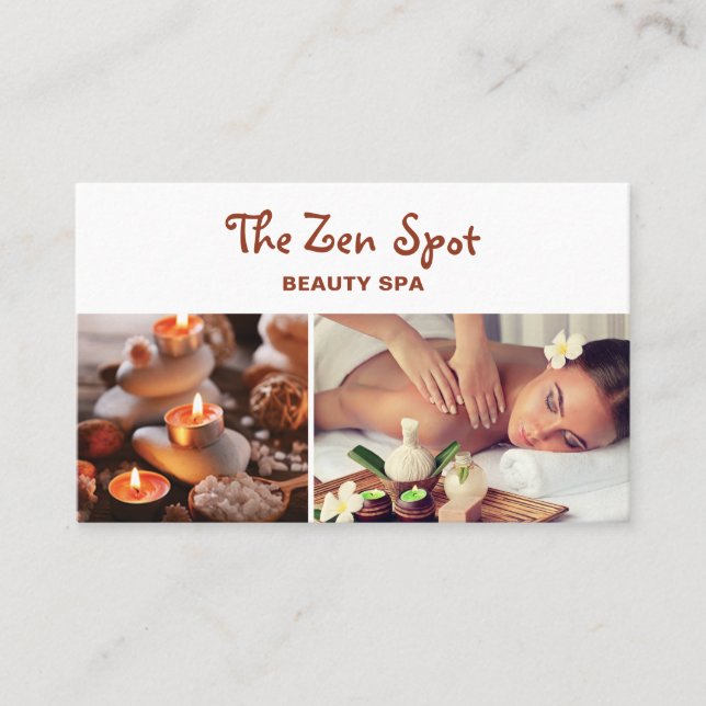 Cartão De Visita Modern Massage Therapist Zen Stones Beauty Spa (Frente)