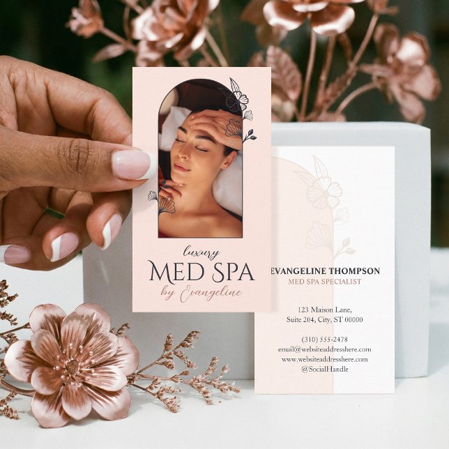 Cartão De Visita Modern Med Spa Wellness Floral Rose Arch Photo (Modern Med Spa Wellness Floral Rose Arch Photo Business Card)