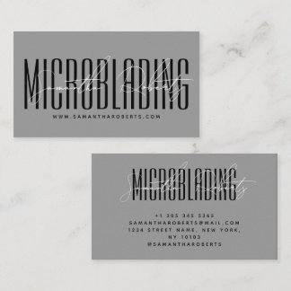 Cartão De Visita Modern microblading typography script gray