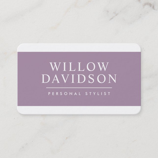 Cartão De Visita MODERN MINIMAL bold name mauve roxo black (Frente)